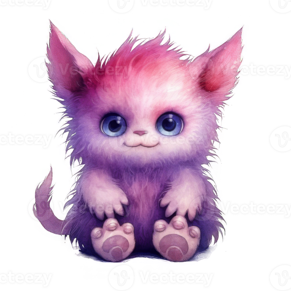 A Fluffy Purple Creature with Blue Eyes and a Smug Expression png