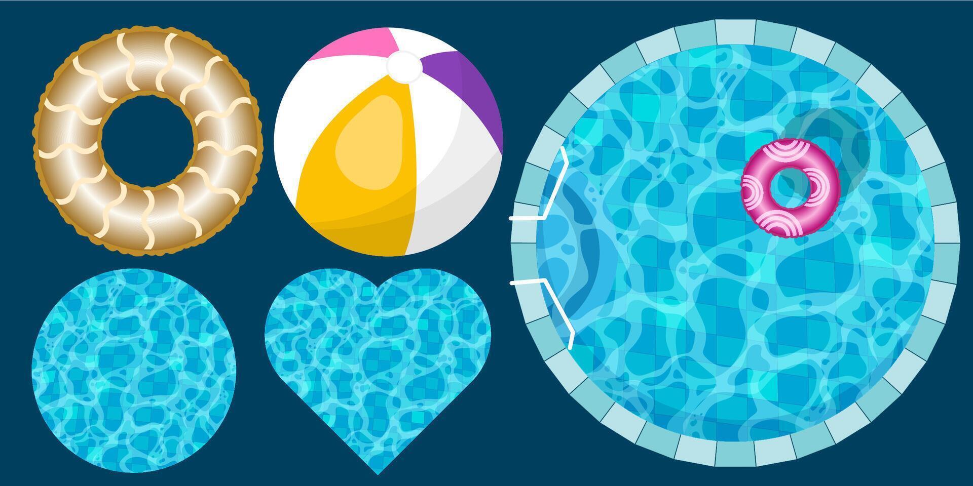 Realistic swimming pool bottom with blue water waves texture. Summer aqua surface with caustics ripples. Spa pool top view background. Illustration of surface ripple water vector