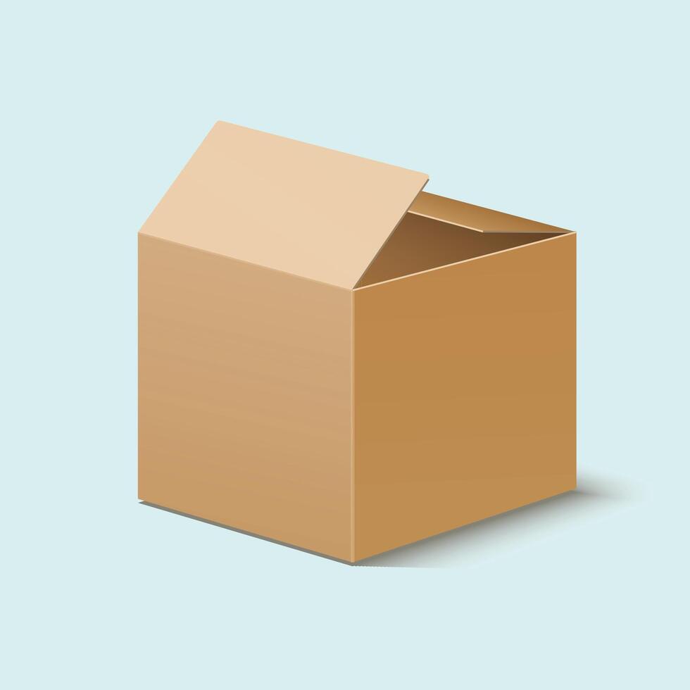 brown square cardboard closed box for packaging vector