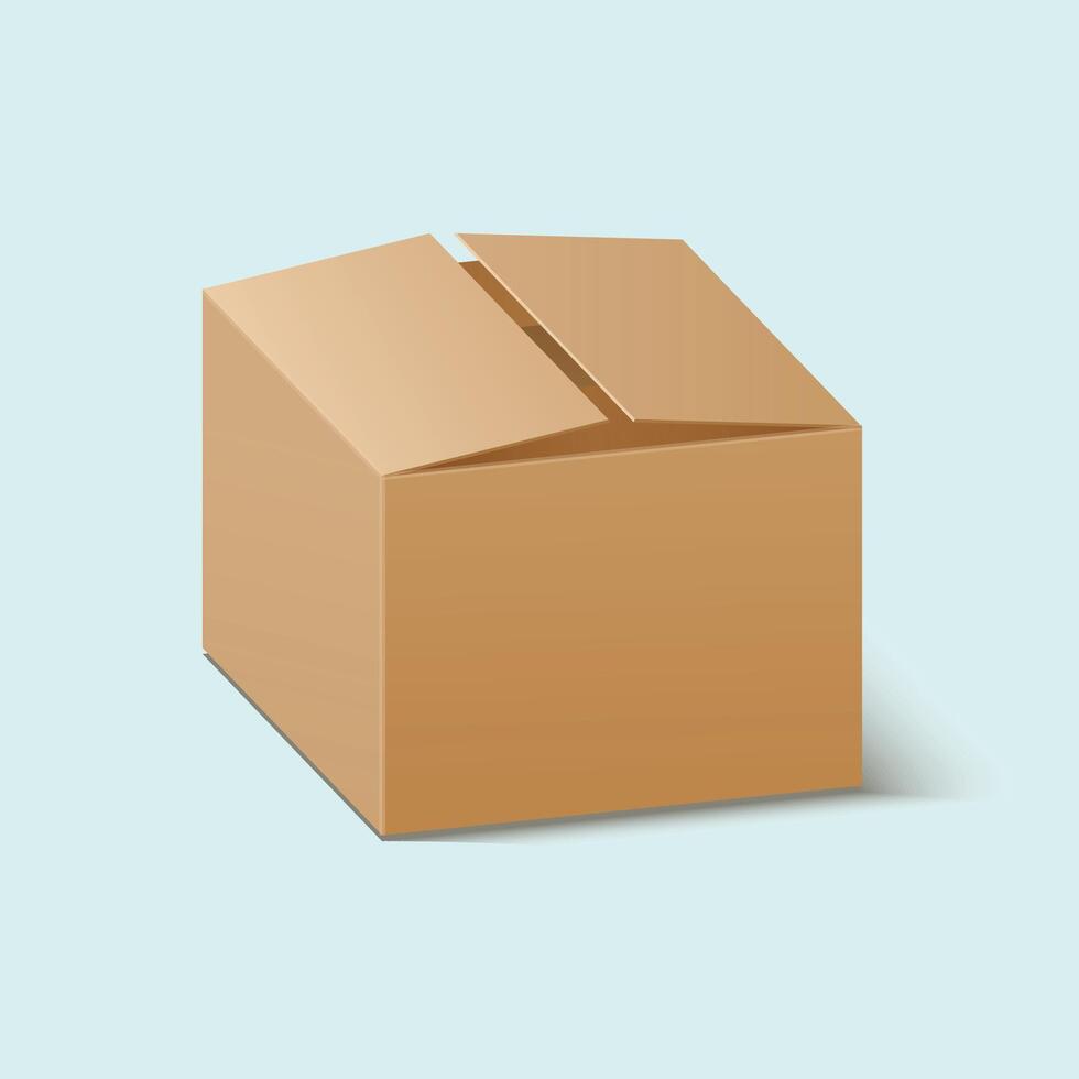 square cardboard closed box for mockup vector