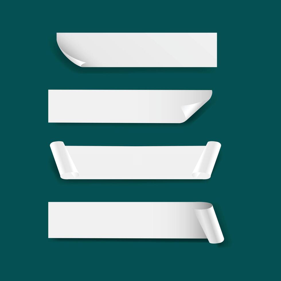 White Paper stickers, White label, Peel off and fold tag. vector