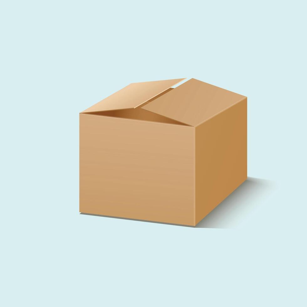 cardboard opening box in square vector