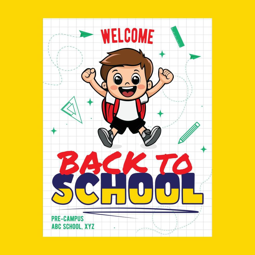 Welcome back to school poster flyer design vector