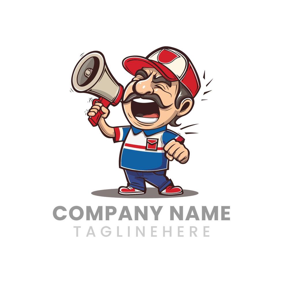 Mascot of a angry man shouting into a megaphone vector