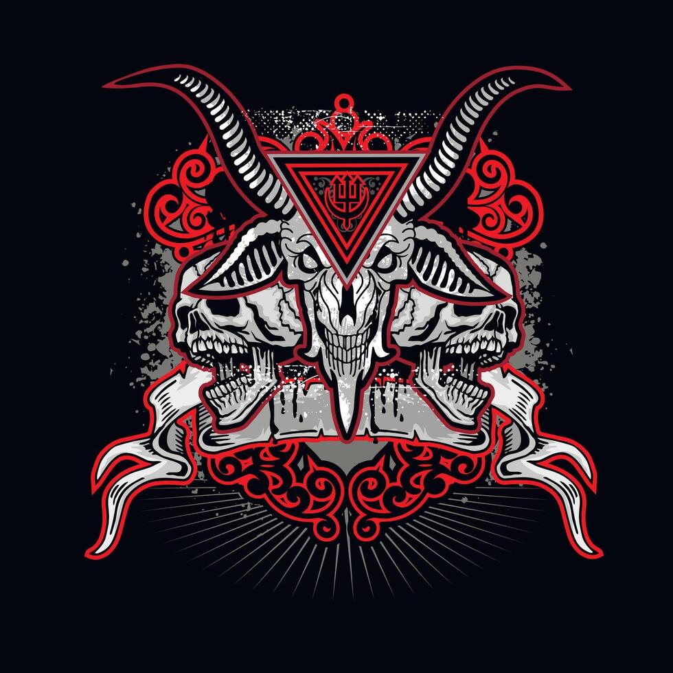 Gothic sign with goat skull, grunge vintage design t shirts vector