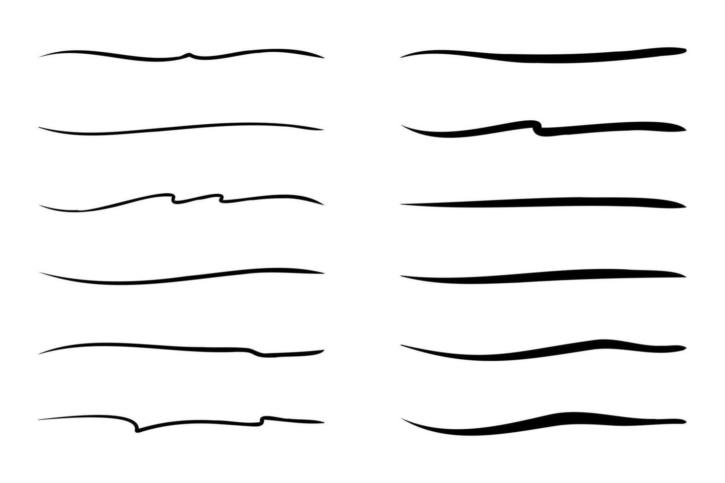 Set of hand drawn underline. vector