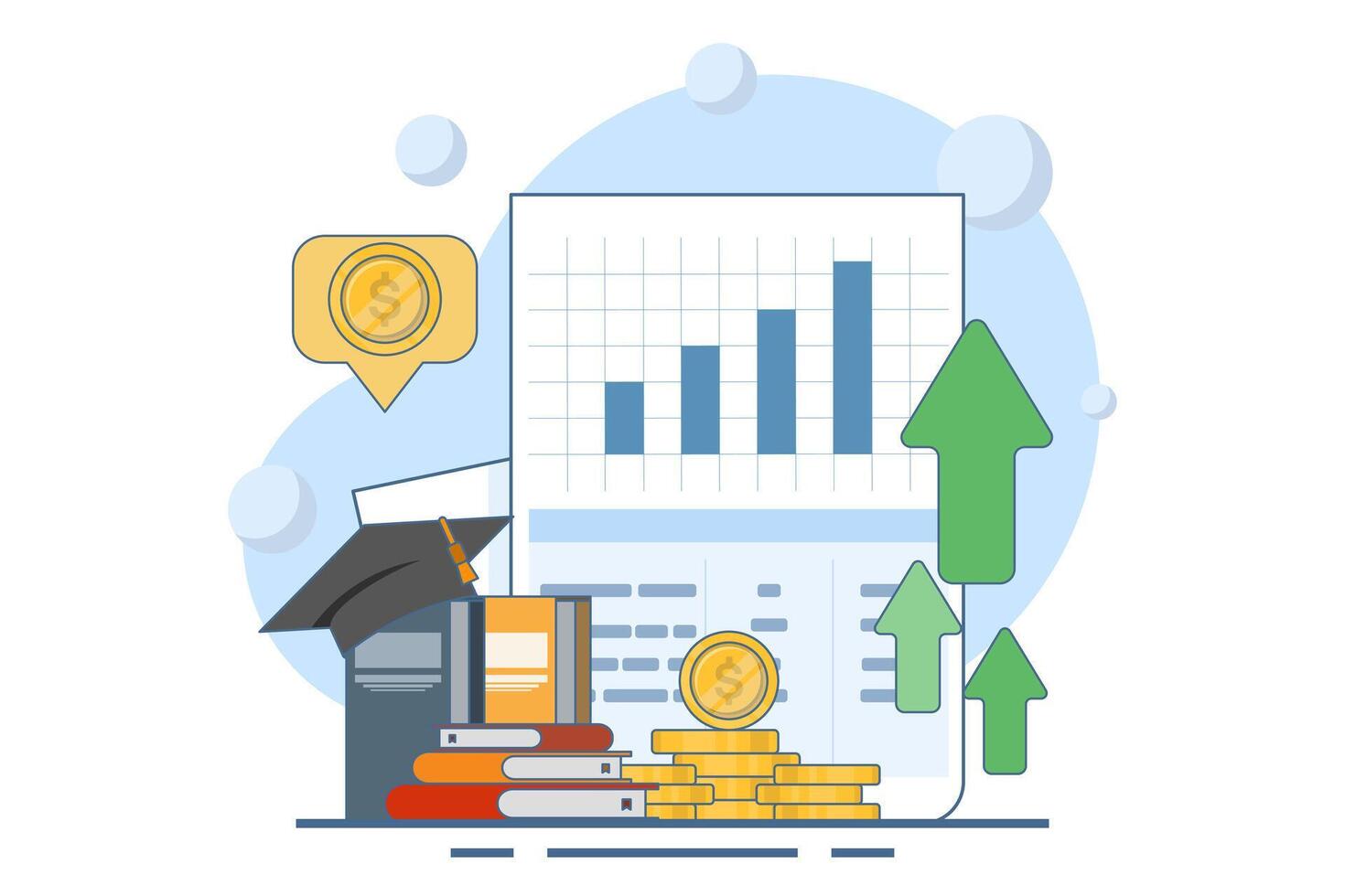 investment education concept, financial character empowerment. Financial education abstract illustration set. Budgeting skills, investment knowledge metaphor, flat illustration. vector