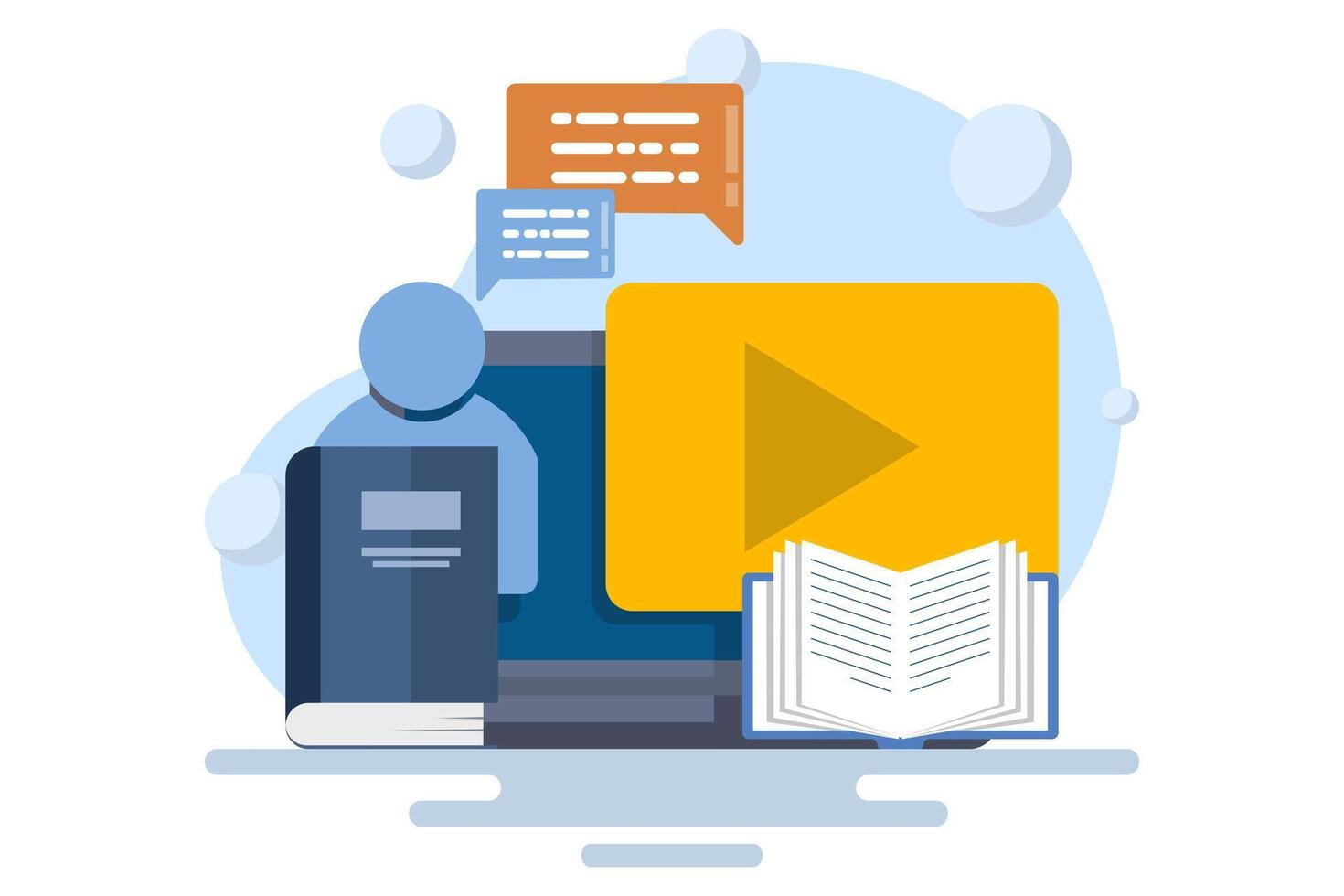 Online course campaign concept, E-learning, online education, online course concept, home school, teaching students on laptop computer screen, distance learning, flat illustration. vector