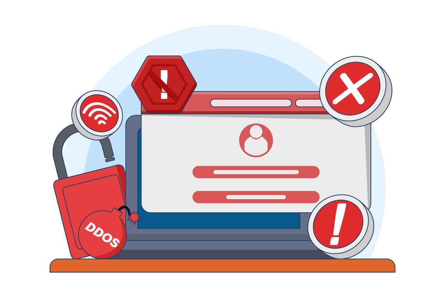 Cybercrime concept, Fraud, Hackers steal personal data on devices, Online phishing, Mass theft, Malware, Password phishing, DDOS attack, Credit card fraud. Flat illustration. vector