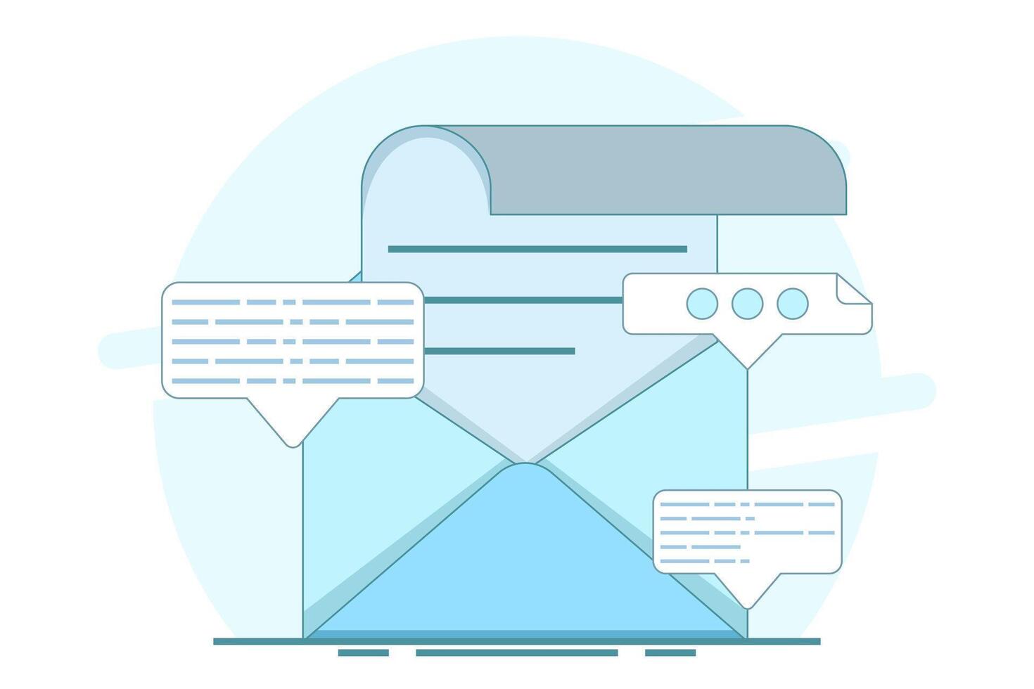 The concept of sending and receiving email messages, social networks, chat. Email Services with Correspondence Delivery. Email Services with Correspondence Delivery, Mail Messages, and Marketing. vector