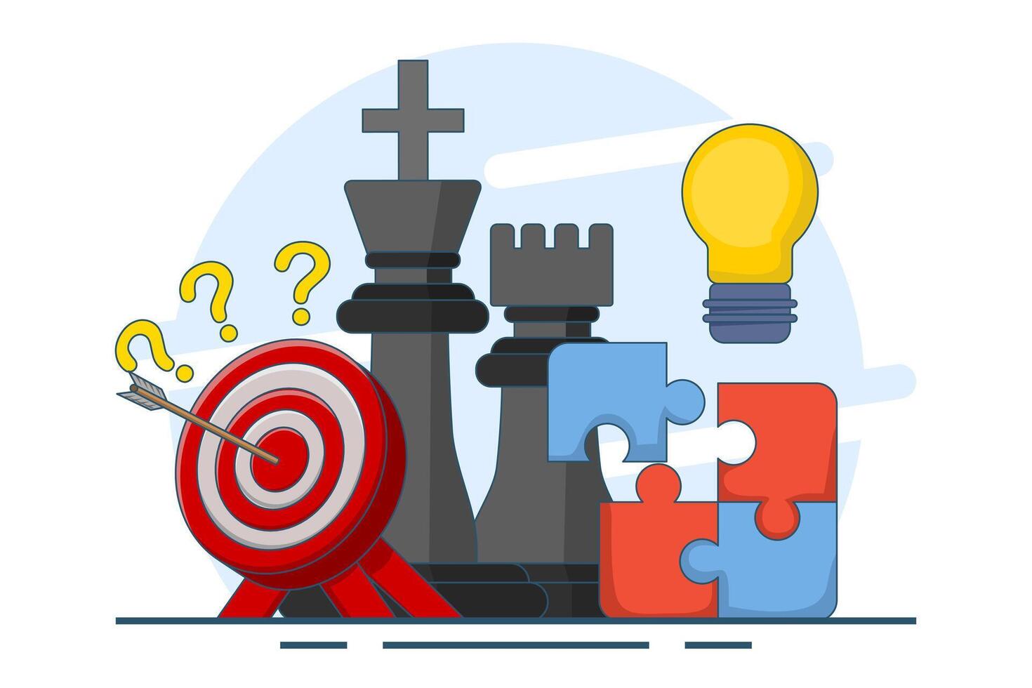 Business strategic planning concept, chess piece strategy, plan to overcome difficulties to achieve goals or objectives, business success, business planning tactics chart to achieve success. vector