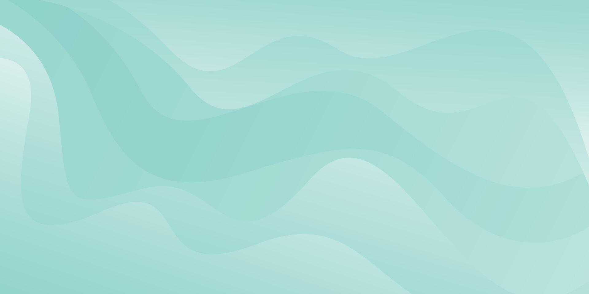 Abstract soft green curve background, turquoise green dynamic wallpaper with wave shapes vector