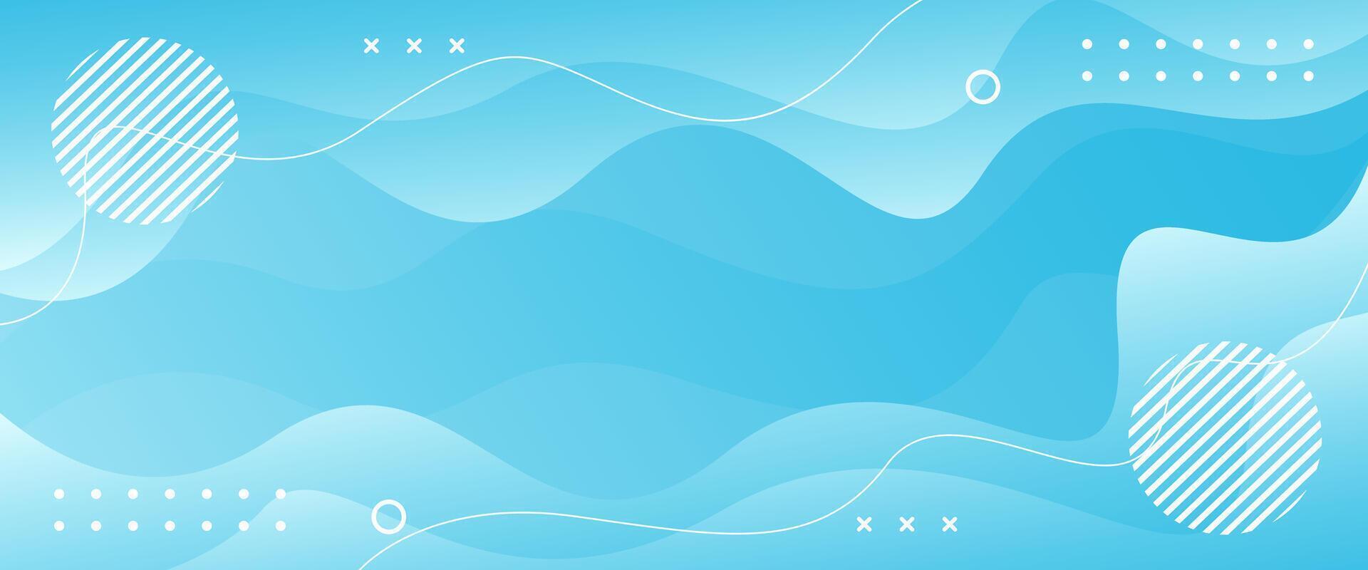 Light blue gradient abstract liquid banner background with geometric shapes. Modern dynamic wallpaper vector