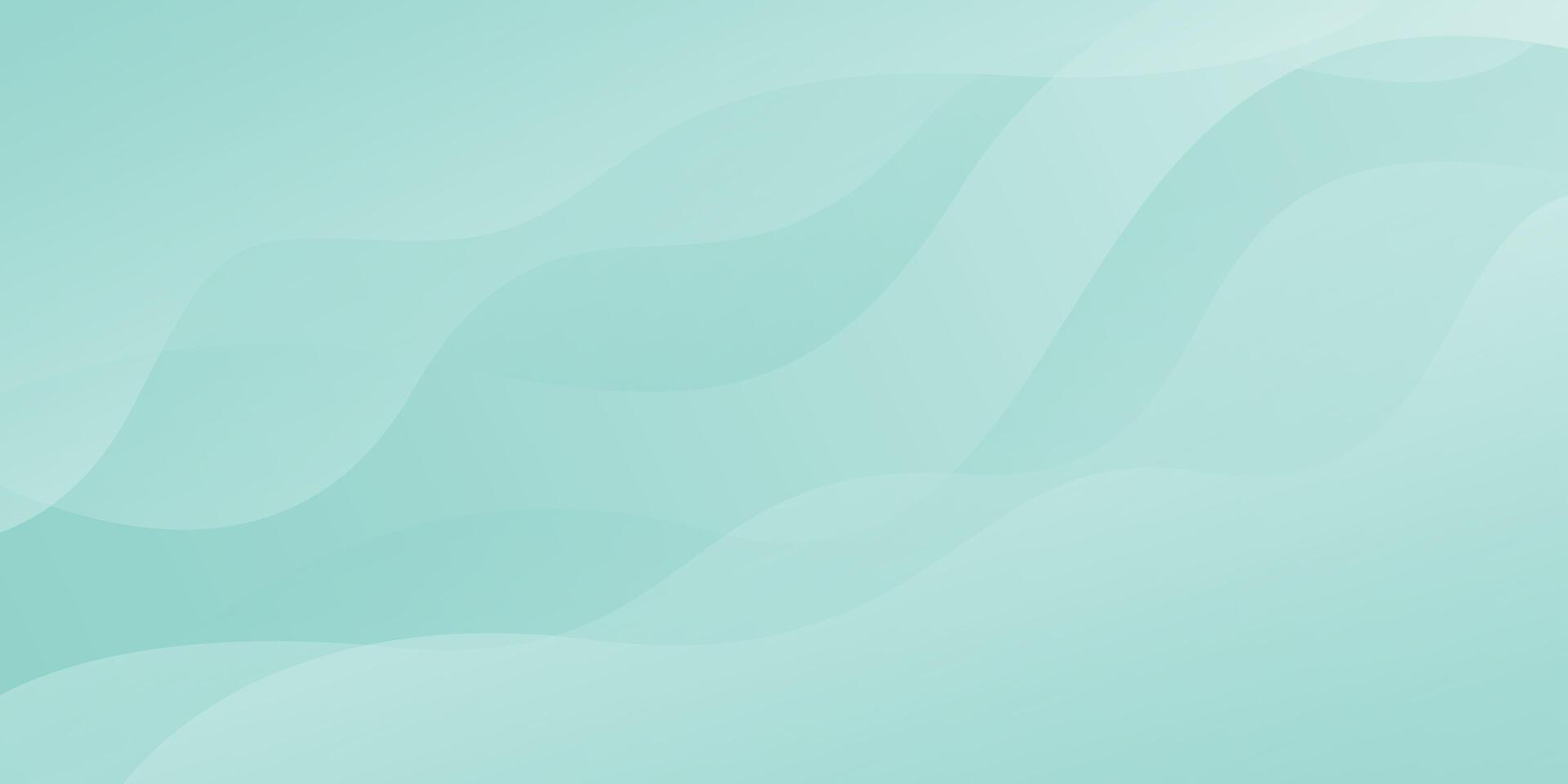 Abstract soft green curve background, turquoise green dynamic wallpaper with wave shapes vector