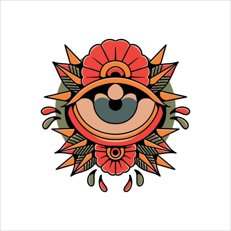 flower eye tattoo illustration design vector