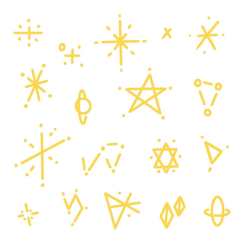 Various star and sparkle doodle hand drawn for element and illustration vector