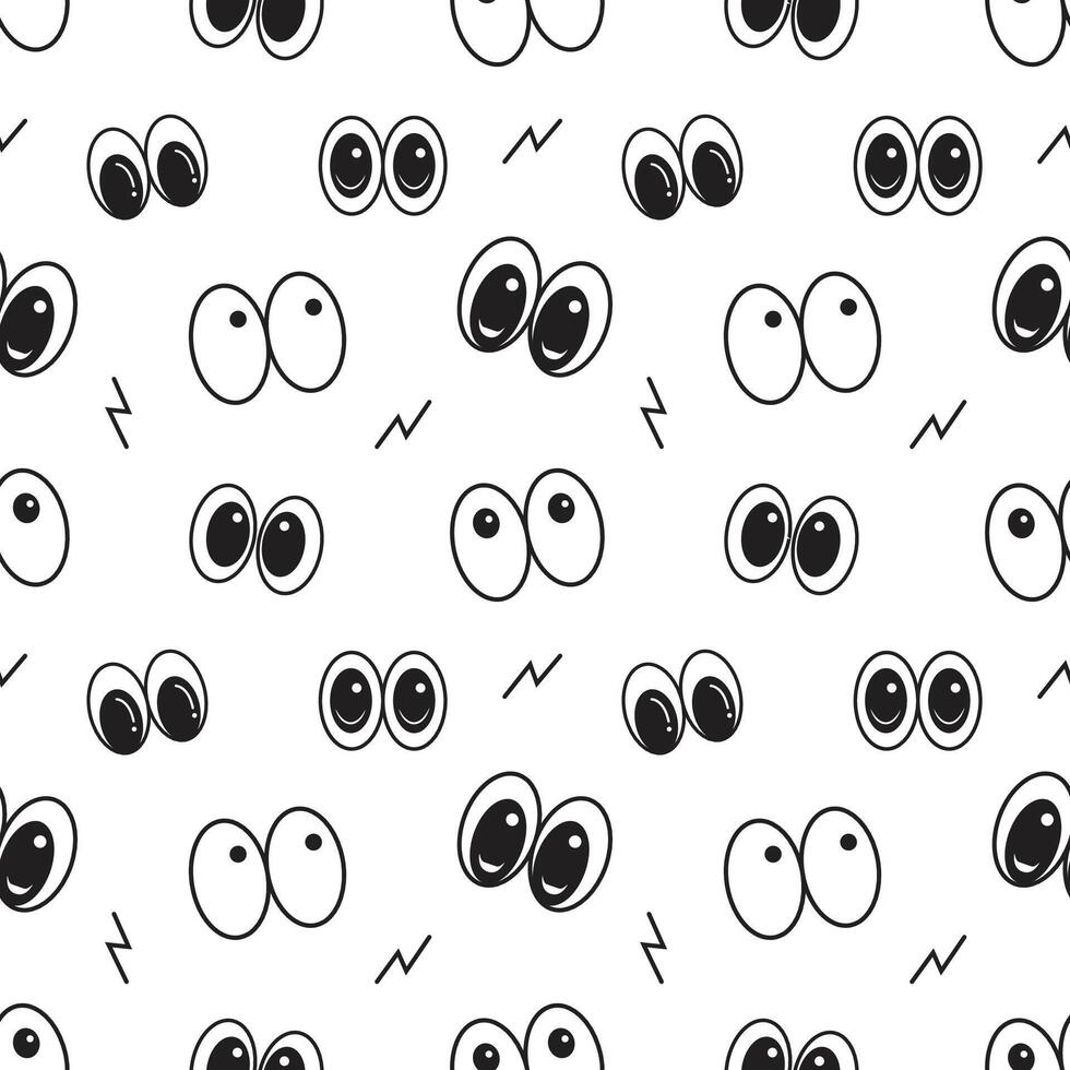 Cartoon eyes handdrawn seamless pattern background for wrapping vector