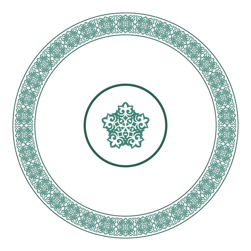Round Monochrome National Frame With Large Pattern In Center, Workpiece For Design vector