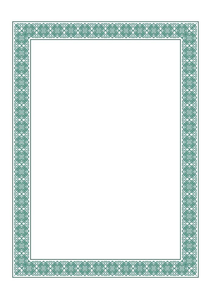 Monochrome Rectangular Vertical Islamic Asian Kazakh Vational Ornament Frames vector