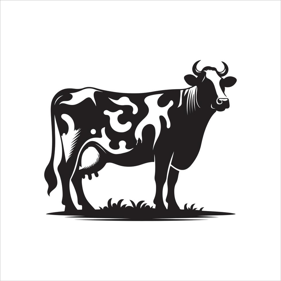 cow silhouette on white background vector