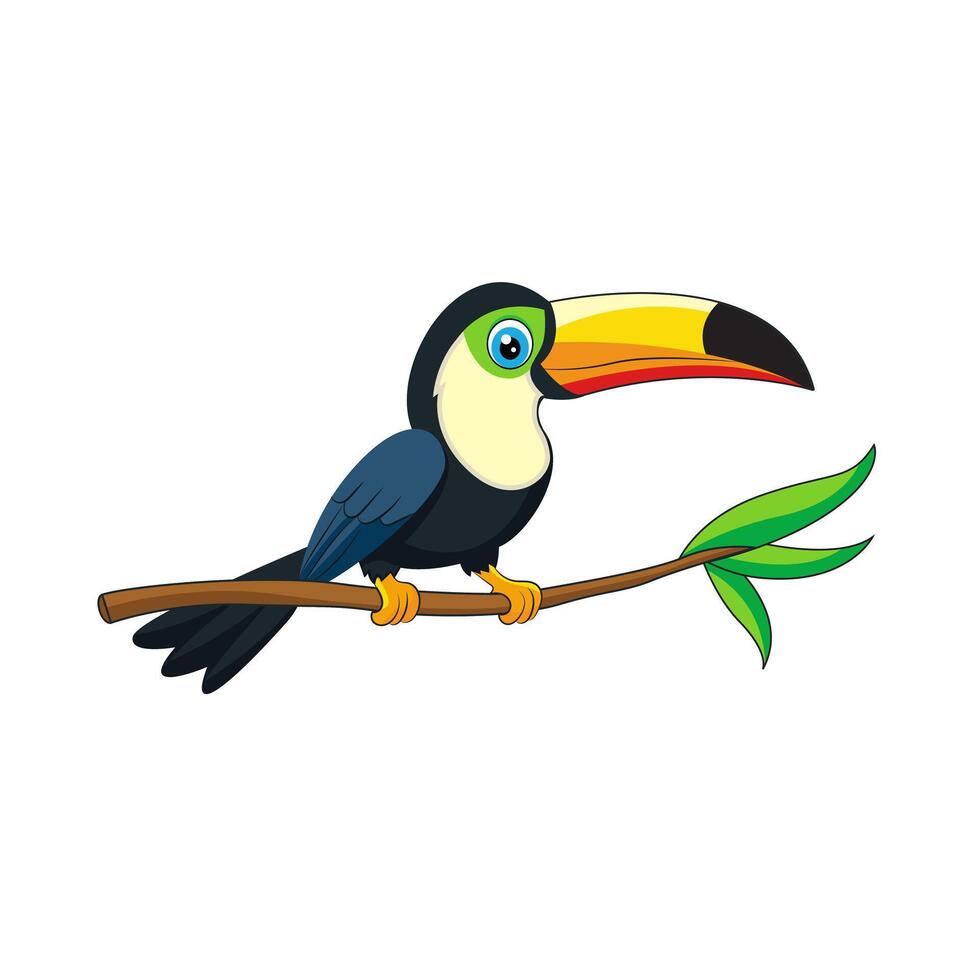 Cute colorfull bird animal cartoon sticker vector