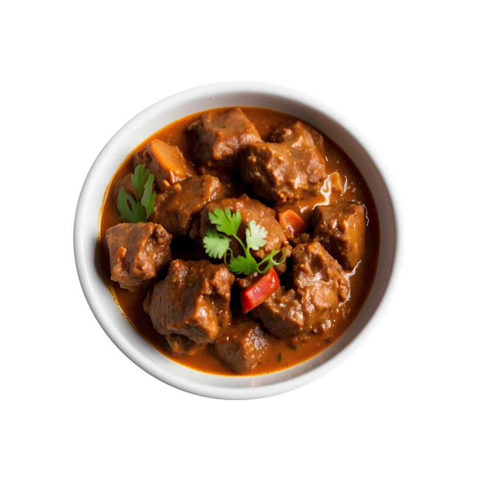 Warm and Comforting Mutton Curry in an Iron Pan Isolated on a Transparent Background png