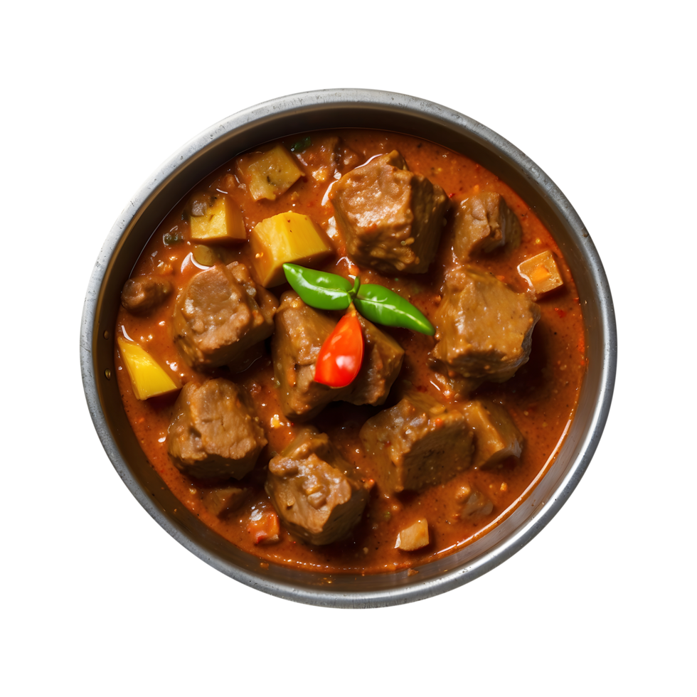 Spicy Mutton Curry Isolated on a Transparent Background. Mutton Curry Isolated on a Transparent Background png