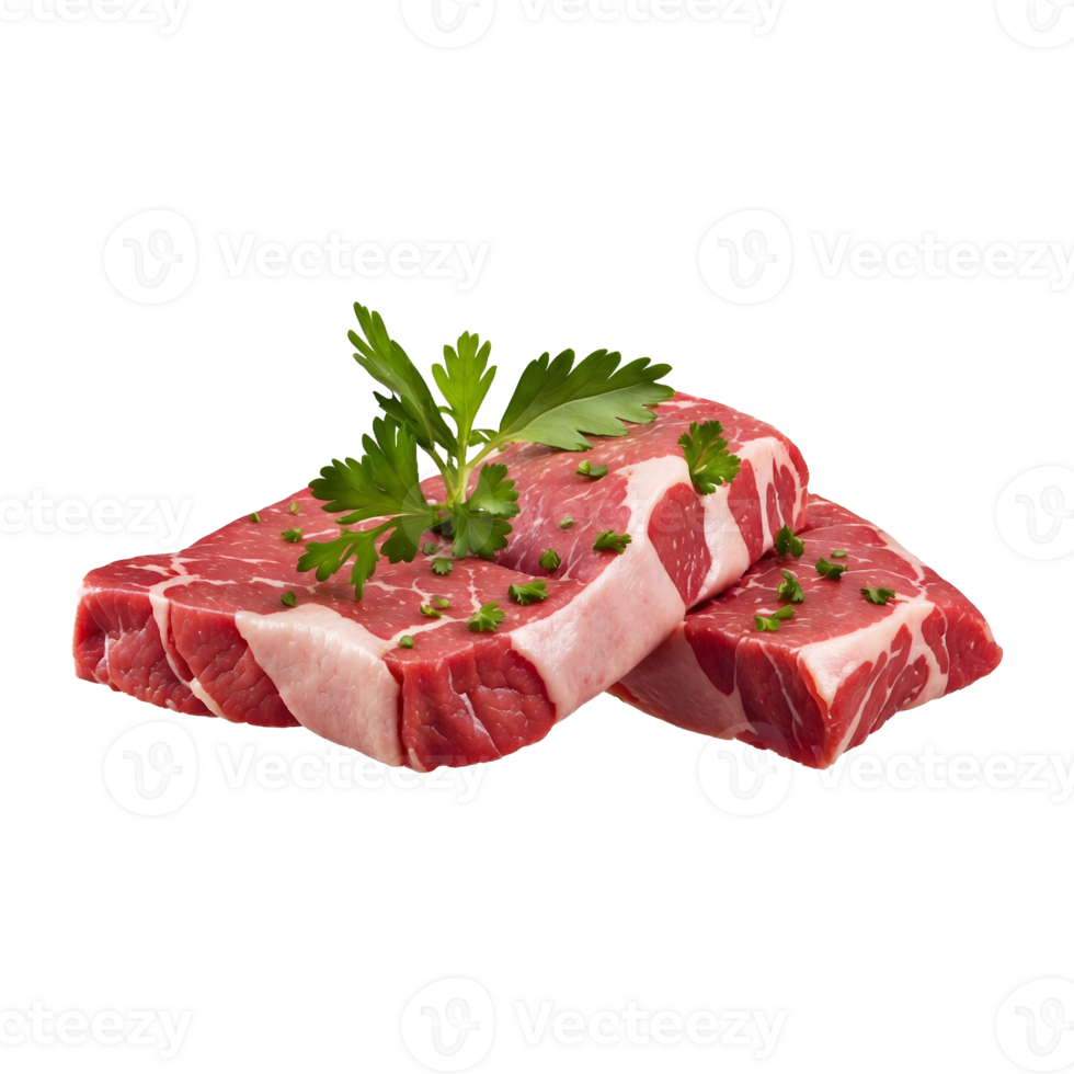 2 pieces of Raw Meat Isolated on a Transparent Backgroundw Meats Isolated on a Transparent Background png