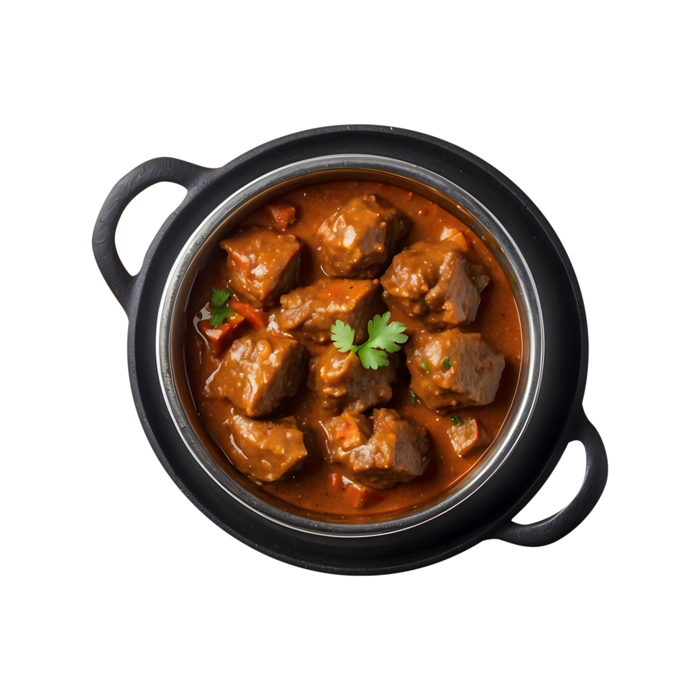 Tasty Mutton Curry in a Bowl on an Iron Pan png