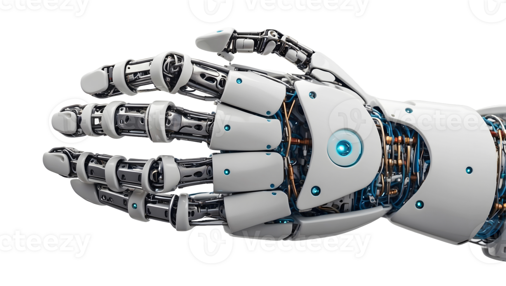 Modern white Robotic Hand Isolated on a Transparent Background png