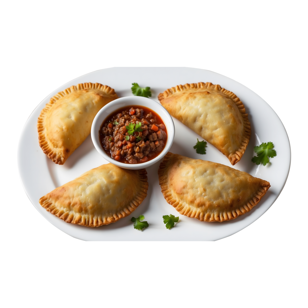 Golden Fried Empanadas with Beef, Isolated on Transparent Background png