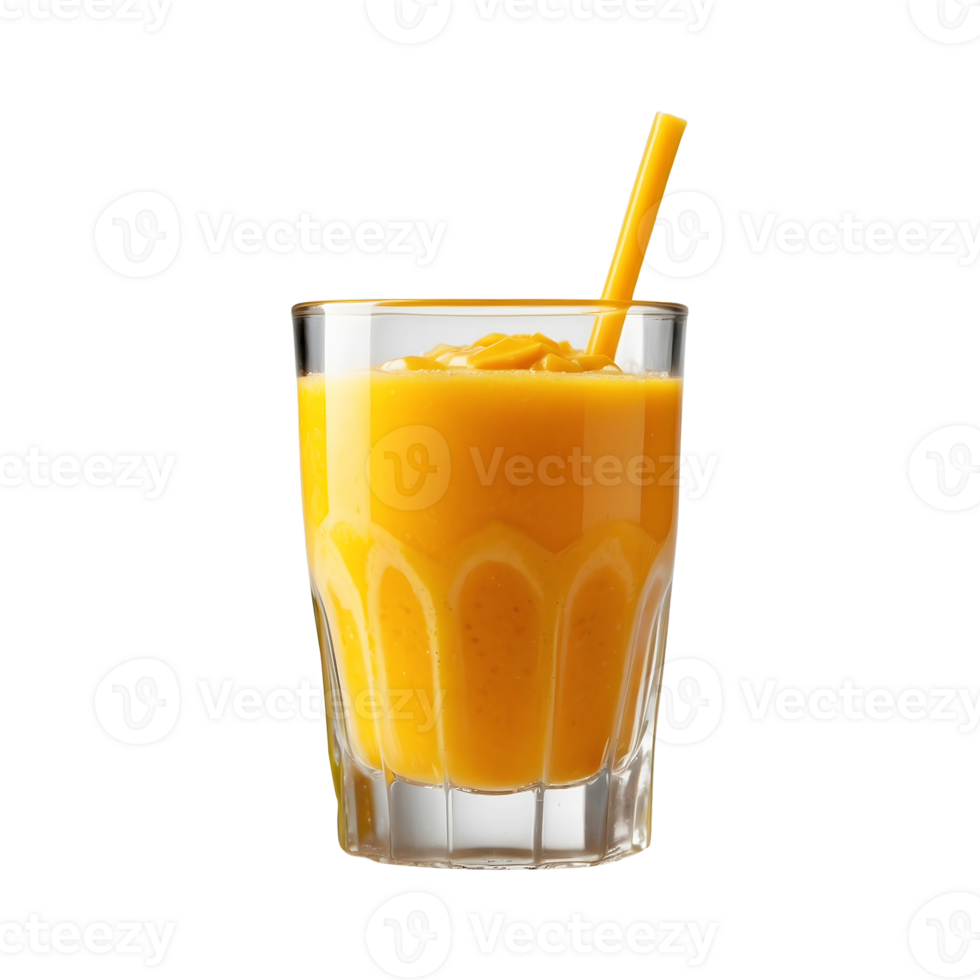 Fresh Mango Juice Smoothie in a Glass, Isolated on Transparent png