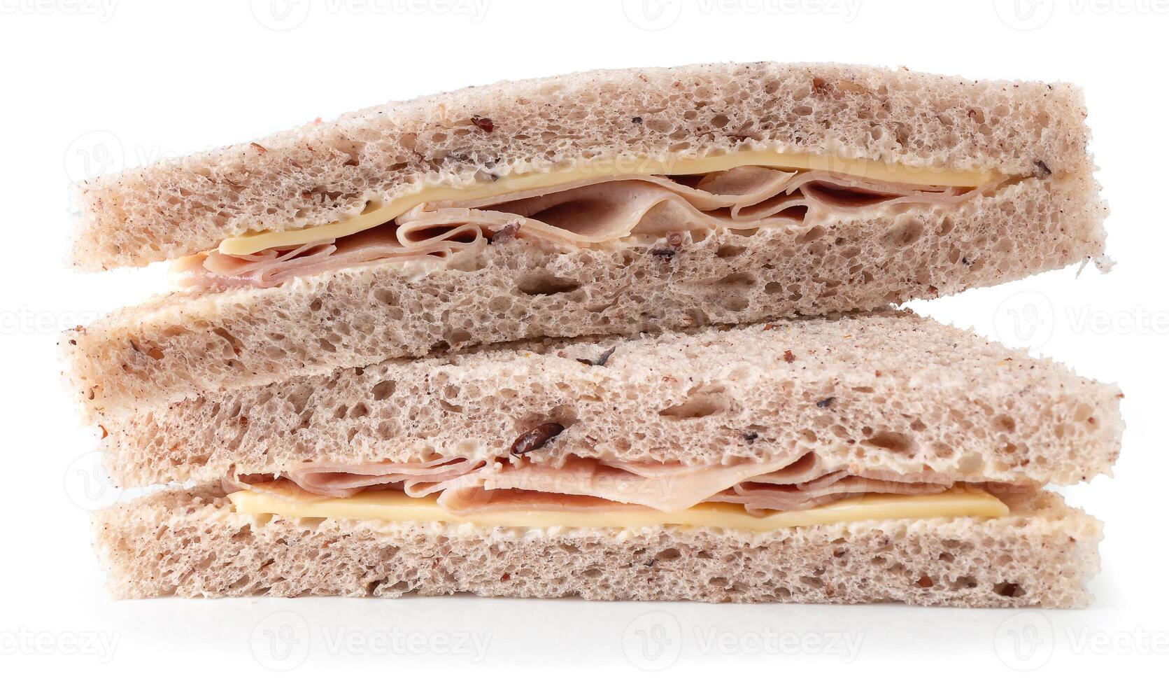 Sandwich with ham, cheese isolated on white background photo