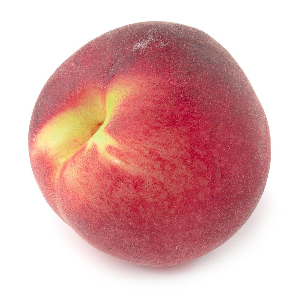 Ripe fresh peaches isolated on white background. photo