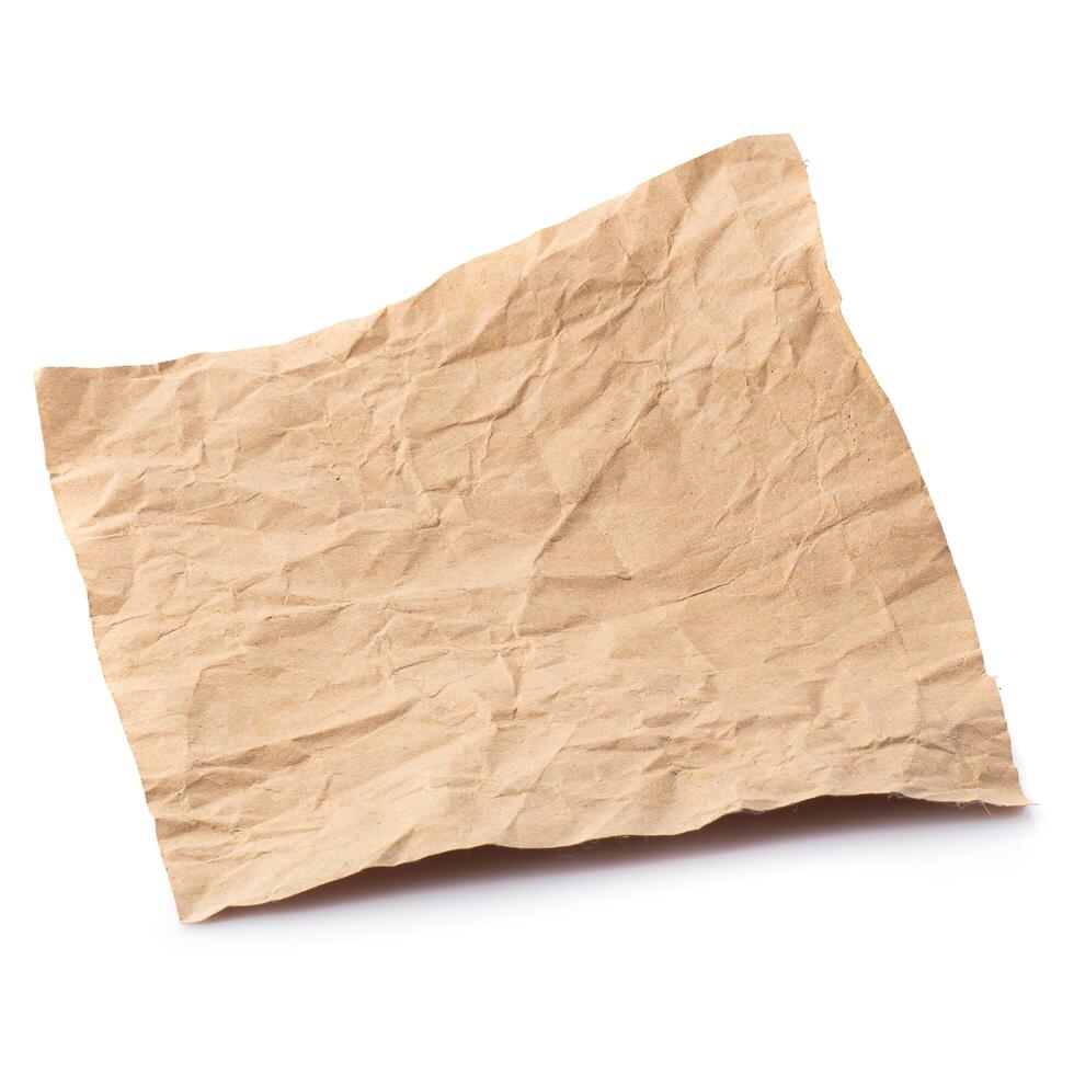 Used brown paper a isolated over white background. photo