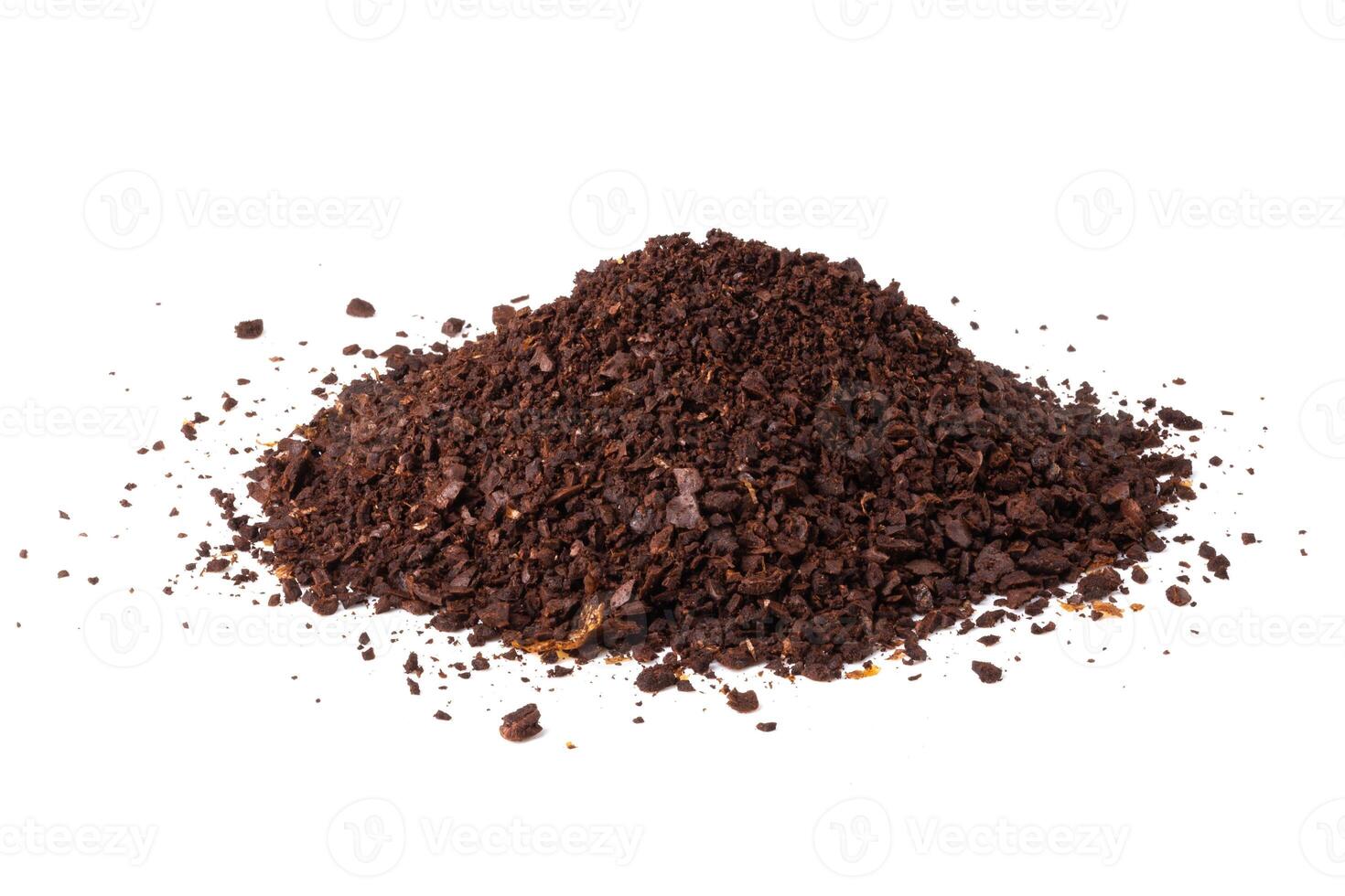 Pile of instant granulated cocoa nibs isolated on a white background. photo