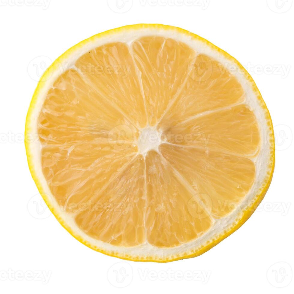 Fresh Sliced Ripe yellow lemon fruit isolated on white background photo