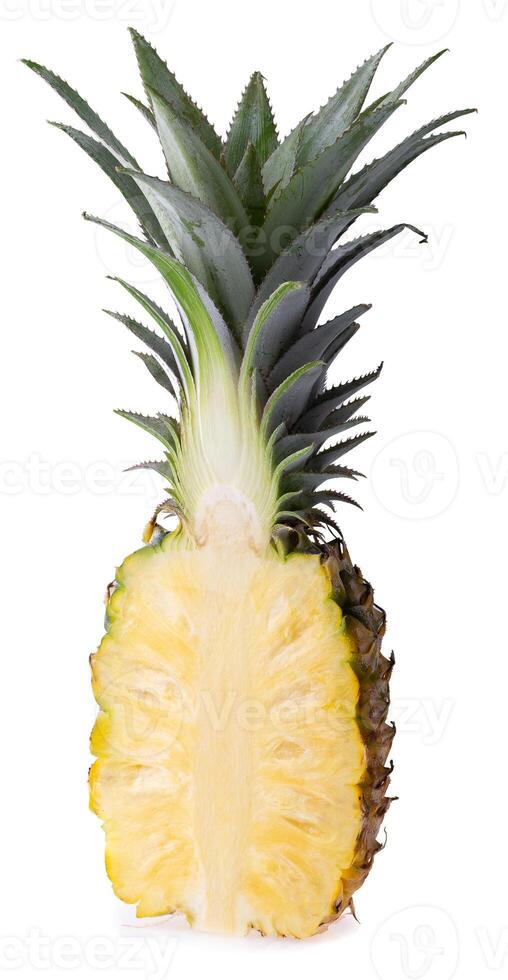Pineapple fruit and Pineapple slices isolated on a white background. photo
