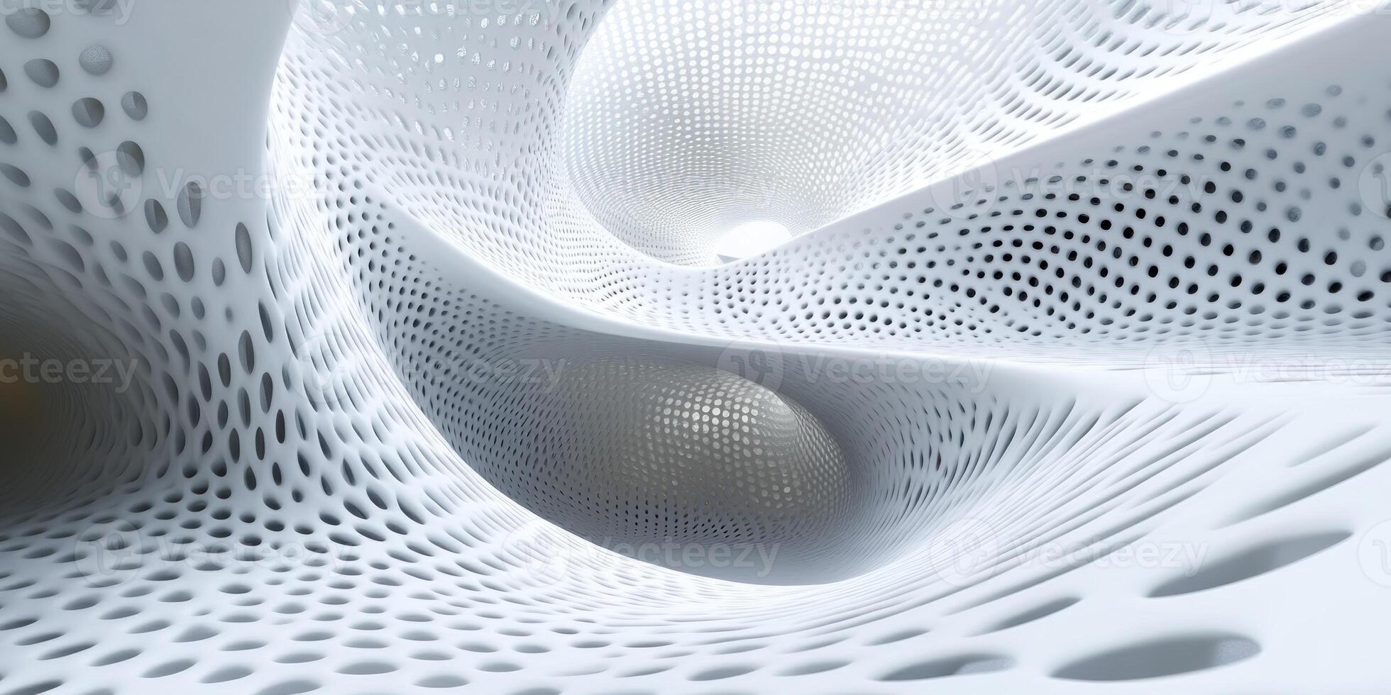 Abstract White Perforated Surface with Curved Shapes photo