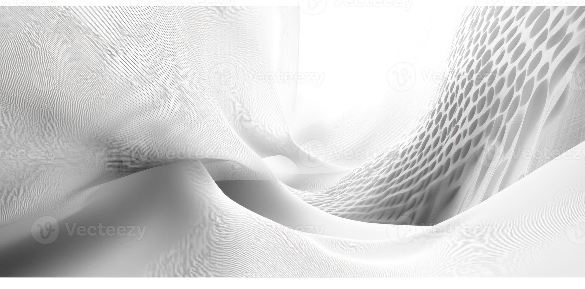 Abstract White Geometric Structure with Curved Lines and Holes photo