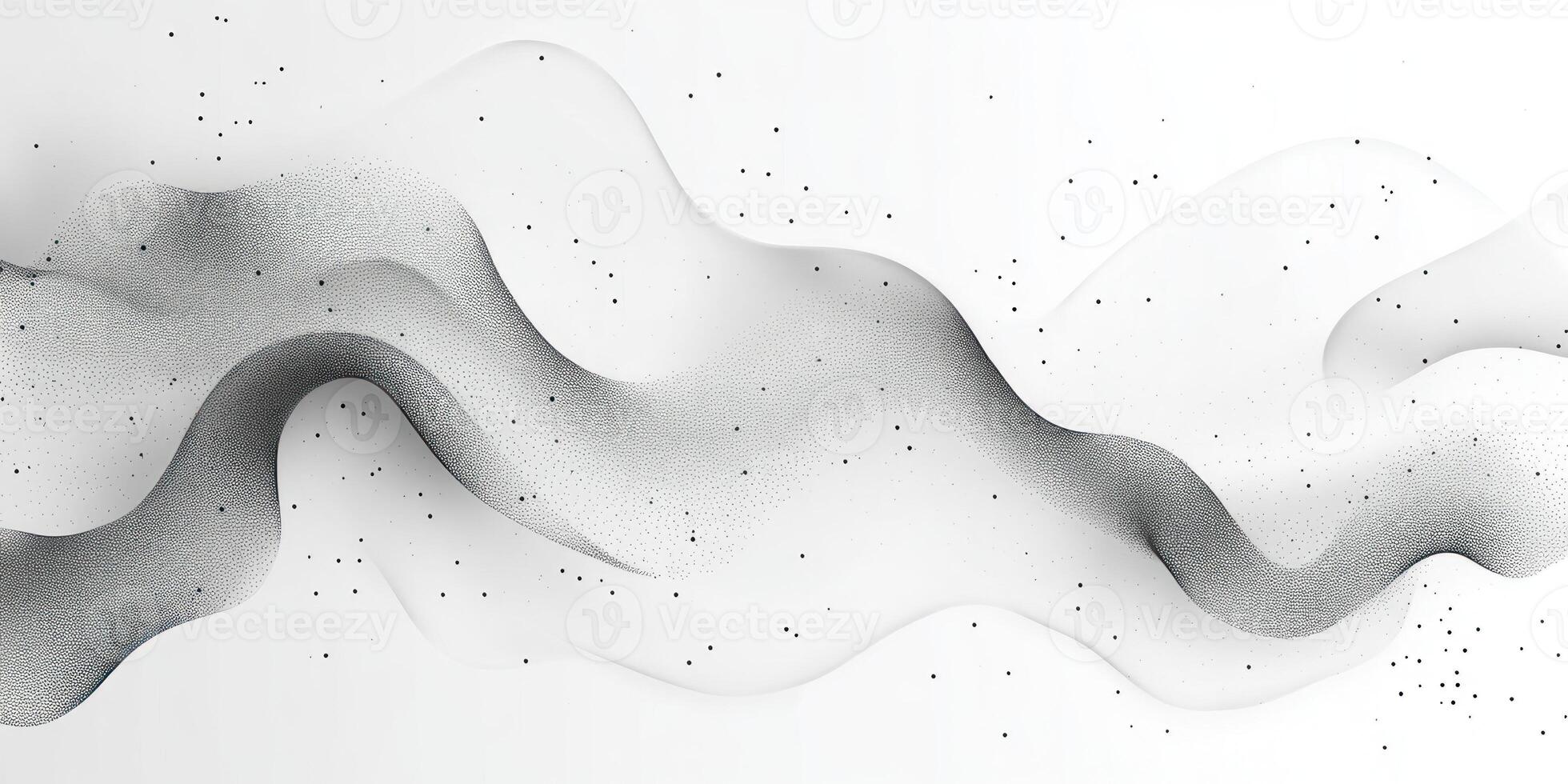 Abstract Wavy Design with Black Dots and White Background photo
