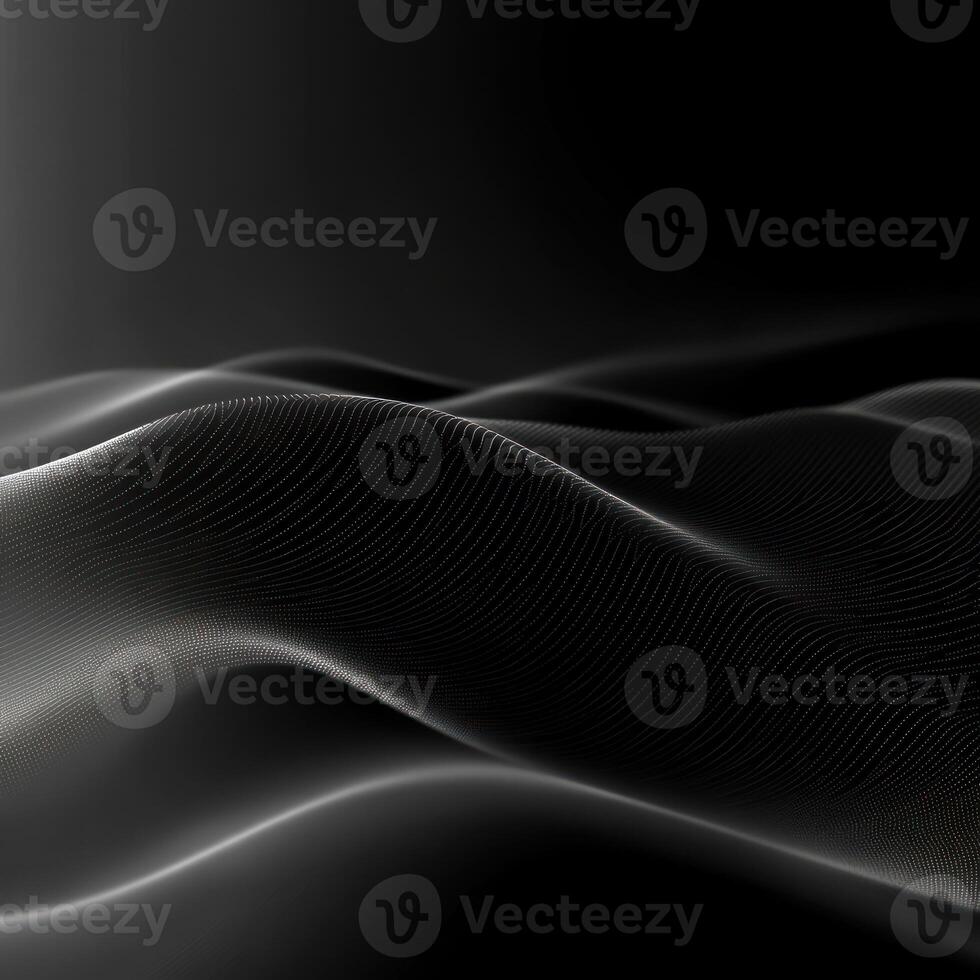 Abstract Wavy Black Surface with White Lines and Tiny Dots photo