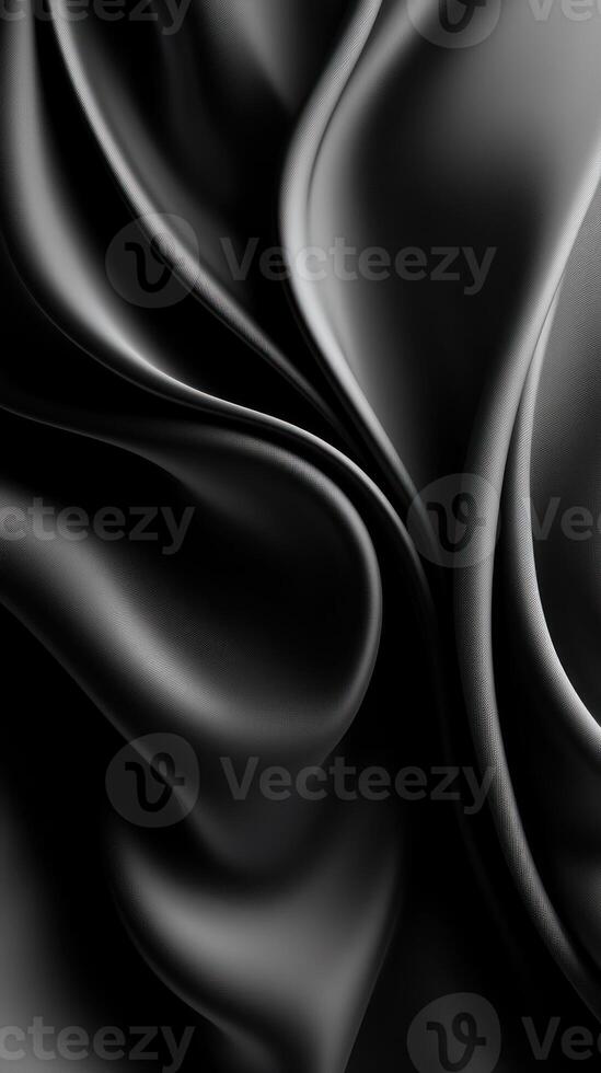 Abstract Draped Black Fabric with Smooth Curves and Texture photo