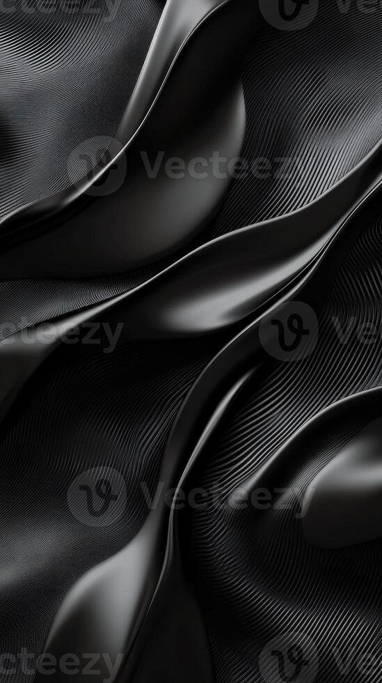 Abstract Black Fabric with Wavy Stripes photo