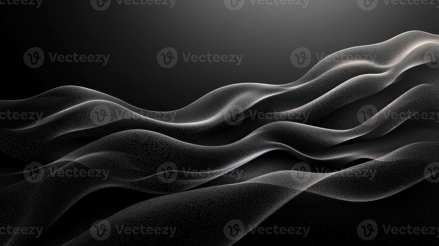 Abstract Wavy Glittery Surface on Black Background photo