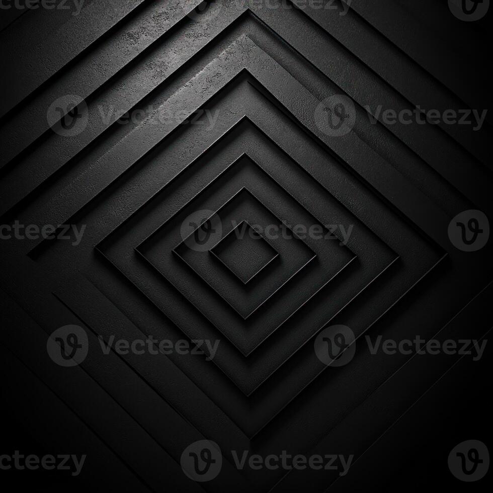 Abstract Black Geometric Pattern with Receding Squares photo