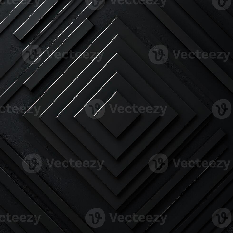 Abstract Black Geometric Pattern with Recessed Squares and Stripes photo