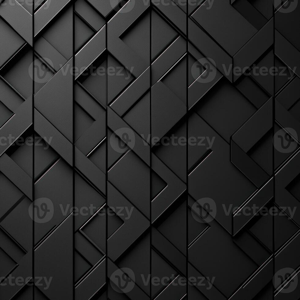 Black Geometric Pattern with Interlocking Triangles and Squares photo