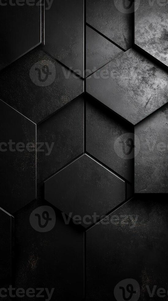 Abstract Black Hexagon Pattern with Specks of Gold photo