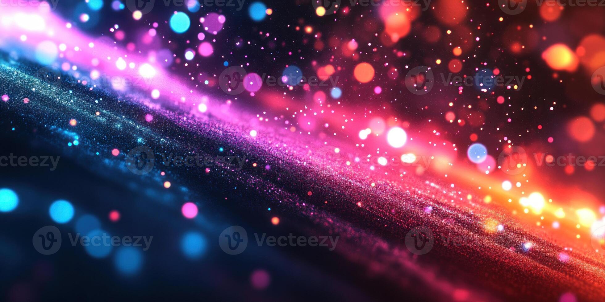 Abstract Background with Glittering Particles and Blurred Lights photo